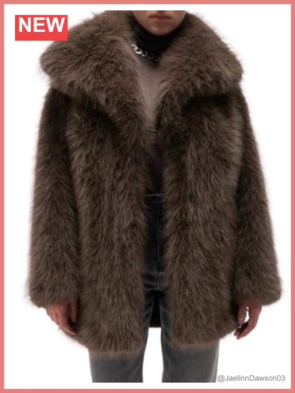 Faux Fur Coat Mid Long Lapel Warm Winter Furry Jacket